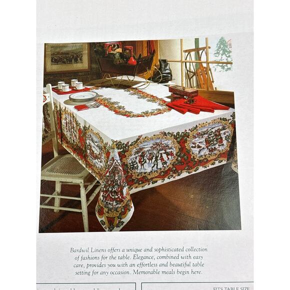 Bardwil Linens Christmas Tablecloth “Dickens Christmas” Design 52”x70” NOS 1990s - Picture 6 of 9